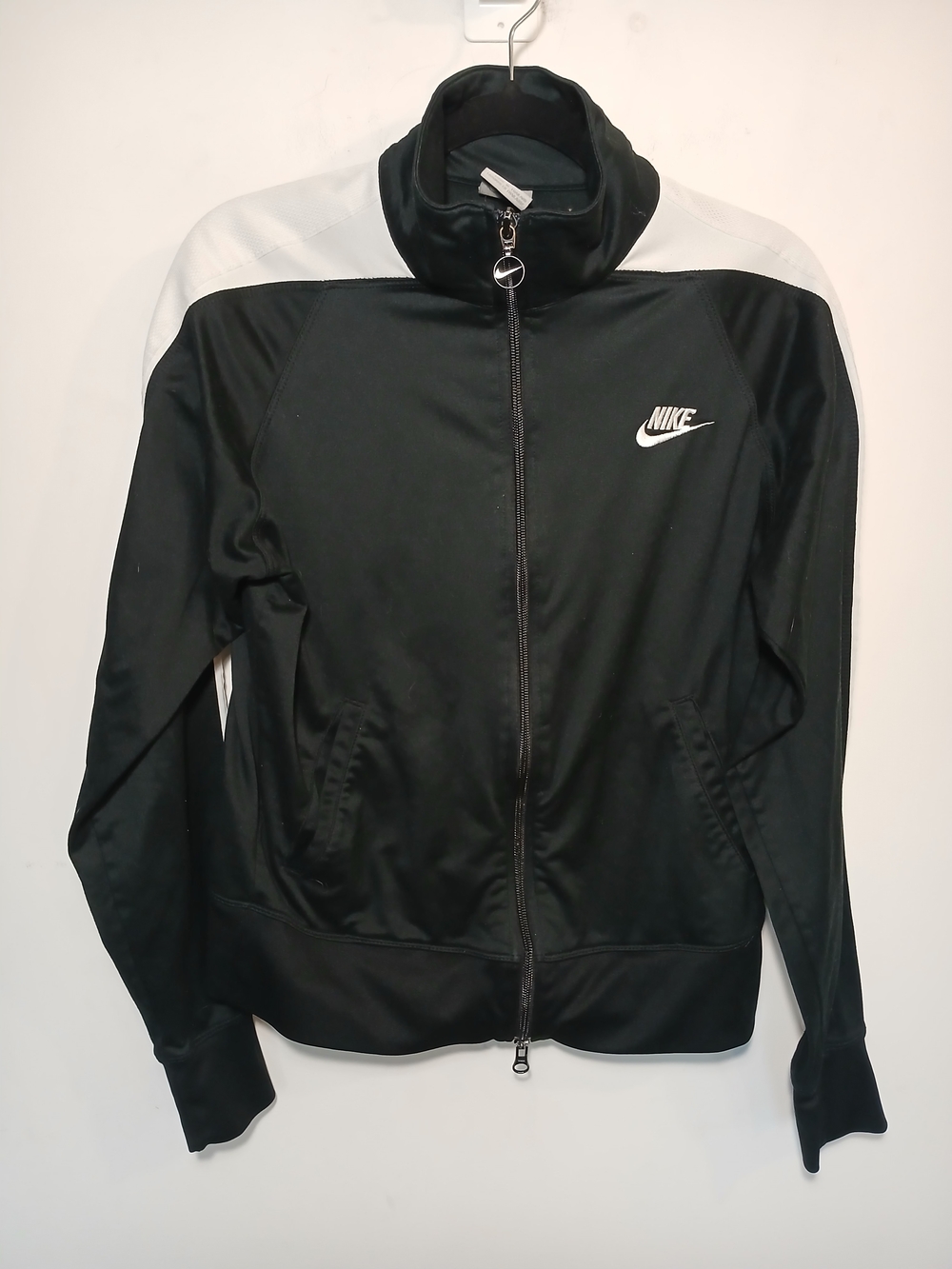 Nike Black and White Zip-Front Track Jacket